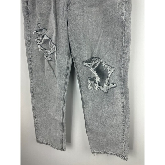 American Eagle AE Ripped '90s Straight Jean Haze Gray Jeans Womens Plus Size 18 - Picture 9 of 13